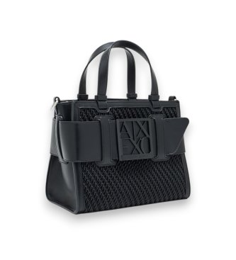 A|X Armani Exchange Torbica Susy s pleteno teksturo črna