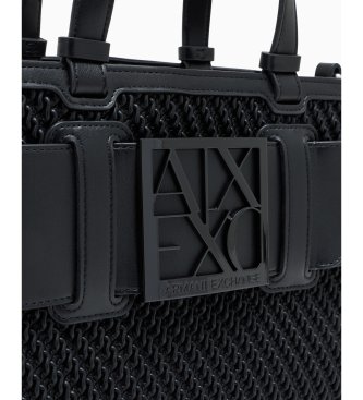 A|X Armani Exchange Torbica Susy s pleteno teksturo črna
