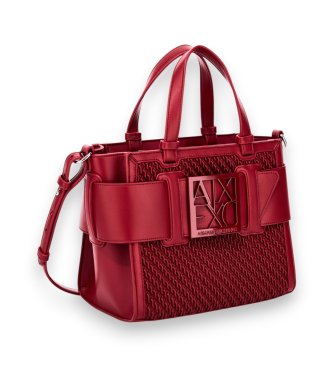 A|X Armani Exchange Torbica Susy s pleteno teksturo, rdeča