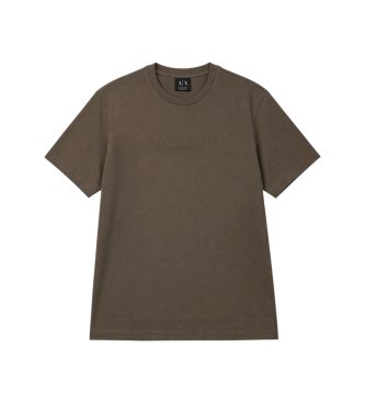 A|X Armani Exchange Camiseta com logotipo em relevo castanho
