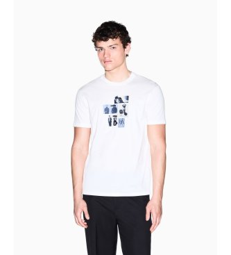 A|X Armani Exchange Majica klasi?nega kroja iz belega bomba?nega d?ersija