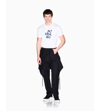 A|X Armani Exchange Majica klasi?nega kroja iz belega bomba?nega d?ersija