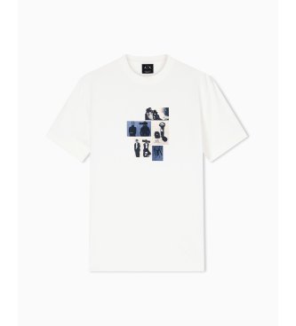A|X Armani Exchange Majica klasi?nega kroja iz belega bomba?nega d?ersija
