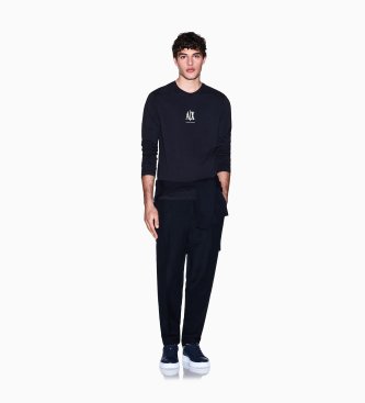 A|X Armani Exchange T-shirt de manga comprida com logótipo da marinha