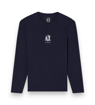 A|X Armani Exchange T-shirt de manga comprida com logótipo da marinha