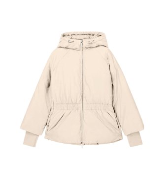 A|X Armani Exchange Jaqueta acolchoada de nylon jacquard com capuz bege