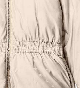 A|X Armani Exchange Jaqueta acolchoada de nylon jacquard com capuz bege