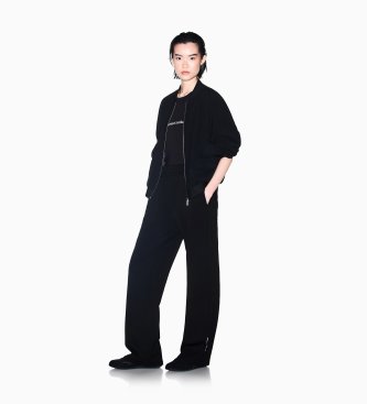 A|X Armani Exchange Jaqueta de sarja com capuz e fecho de correr preta