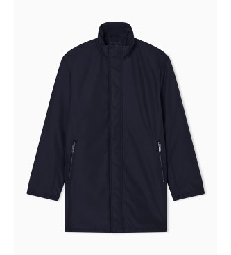 A|X Armani Exchange Lång kappa med hög krage och dold stängning Essential marinblå