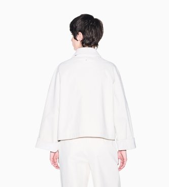 A|X Armani Exchange Jaqueta blouson sarja de algodão elástica efeito pêssego branca