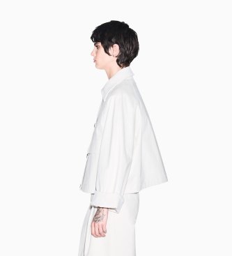 A|X Armani Exchange Jaqueta blouson sarja de algodão elástica efeito pêssego branca