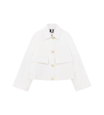 A|X Armani Exchange Jaqueta blouson sarja de algodão elástica efeito pêssego branca