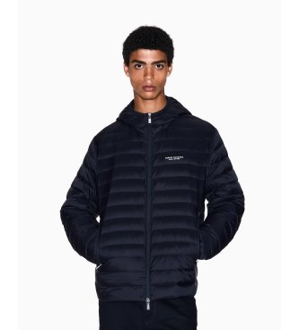 A|X Armani Exchange Horisontellt quiltad jacka med huva Essential marinblå