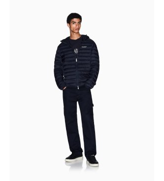 A|X Armani Exchange Horisontellt quiltad jacka med huva Essential marinblå