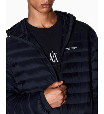 A|X Armani Exchange Horisontellt quiltad jacka med huva Essential marinblå