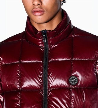 A|X Armani Exchange Glänzende Daunenjacke in Granatrot