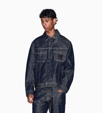 A|X Armani Exchange Casaco de ganga com costura Icon azul-marinho