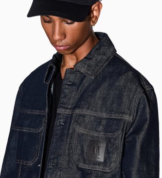 A|X Armani Exchange Casaco de ganga com costura Icon azul-marinho