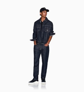 A|X Armani Exchange Casaco de ganga com costura Icon azul-marinho