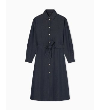 A|X Armani Exchange Ausgestelltes Chambray-Kleid mit marineblauem Gürtel