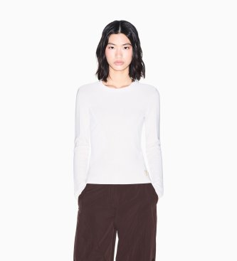 A|X Armani Exchange Maglione con logo ricamato bianco sporco