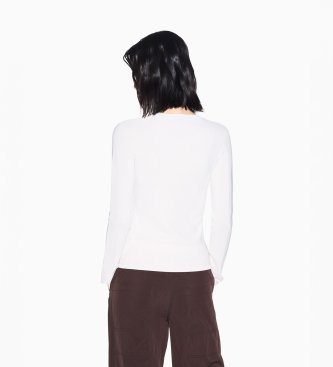 A|X Armani Exchange Maglione con logo ricamato bianco sporco
