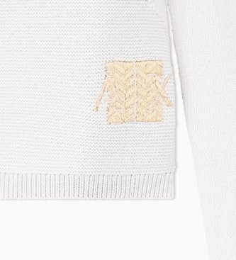 A|X Armani Exchange Maglione con logo ricamato bianco sporco