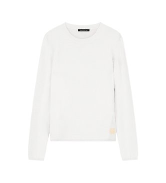A|X Armani Exchange Maglione con logo ricamato bianco sporco