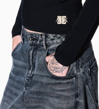 A|X Armani Exchange Maglione con logo ricamato nero