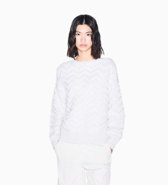 A|X Armani Exchange Maglione in maglia con motivo chevron beige