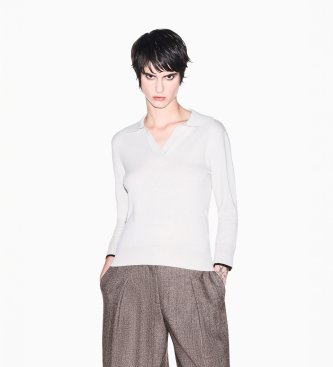 A|X Armani Exchange Polo in maglia con scollo a V beige