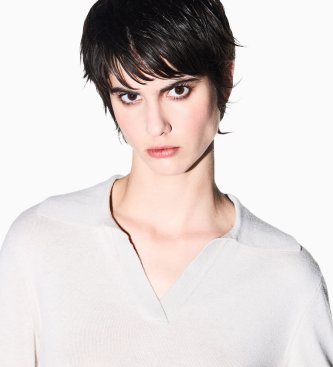 A|X Armani Exchange Polo in maglia con scollo a V beige