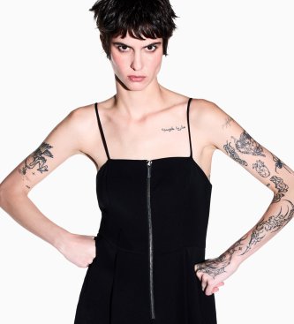 A|X Armani Exchange Smal overall i kypert med svarta ribbdetaljer