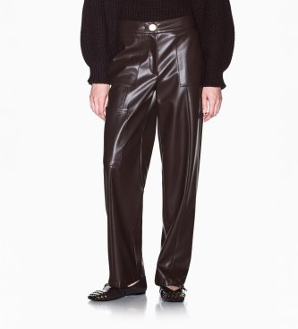 A|X Armani Exchange Pantalone largo con tasche a toppa marrone