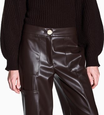 A|X Armani Exchange Pantalone largo con tasche a toppa marrone
