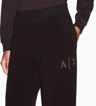 A|X Armani Exchange Široke hlače z elastičnim pasom v rjavi barvi