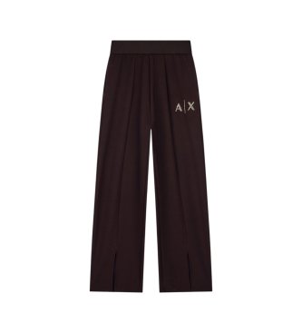 A|X Armani Exchange Široke hlače z elastičnim pasom v rjavi barvi