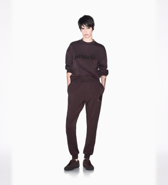 A|X Armani Exchange Hlače rednega kroja iz rjave tkanine scuba