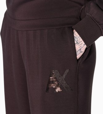 A|X Armani Exchange Hlače rednega kroja iz rjave tkanine scuba