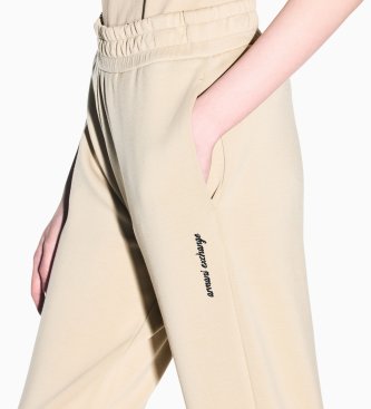 A|X Armani Exchange Hlače iz viskoznega materiala scuba, bež barve