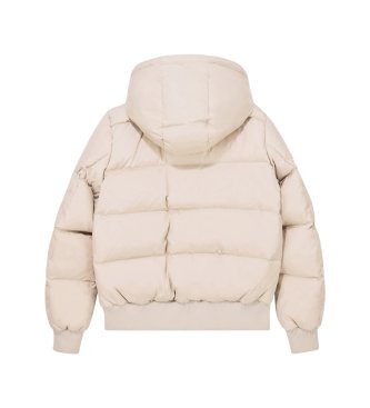 A|X Armani Exchange Casaco de penas acolchoado com capuz destacável e gola alta bege
