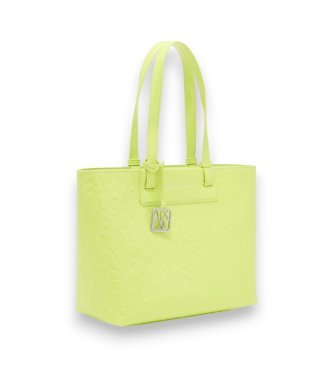 A|X Armani Exchange Torbica tote z vtisnjenim logotipom in rumenim kovinskim obeskom