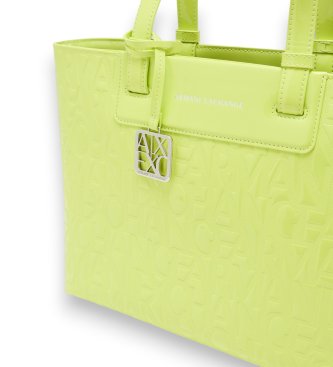 A|X Armani Exchange Torbica tote z vtisnjenim logotipom in rumenim kovinskim obeskom