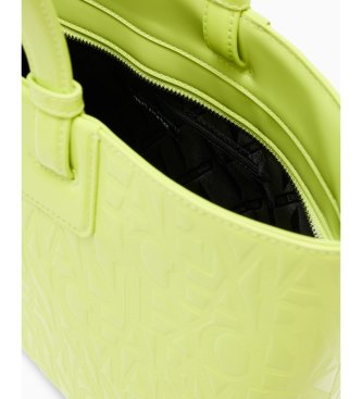 A|X Armani Exchange Torbica tote z vtisnjenim logotipom in rumenim kovinskim obeskom