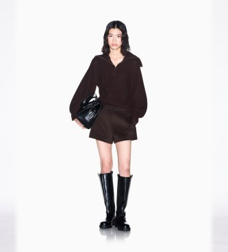 A|X Armani Exchange Brune høje crossover-shorts i habittråd