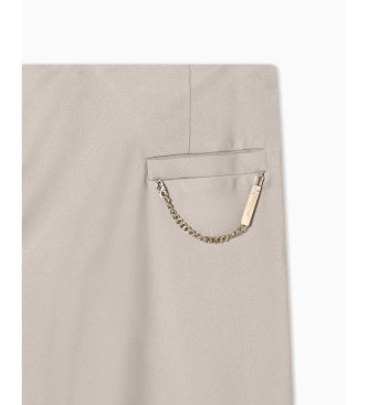 A|X Armani Exchange Gonna lunga fluida in crêpe satin beige