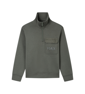 A|X Armani Exchange Felpa con mezza zip grigio verdastro