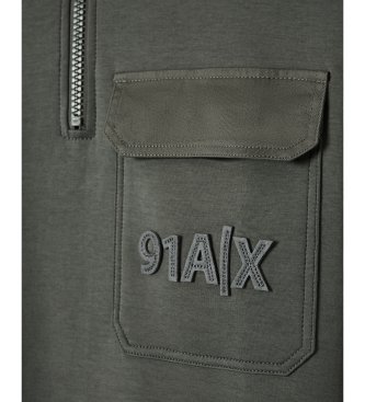 A|X Armani Exchange Felpa con mezza zip grigio verdastro