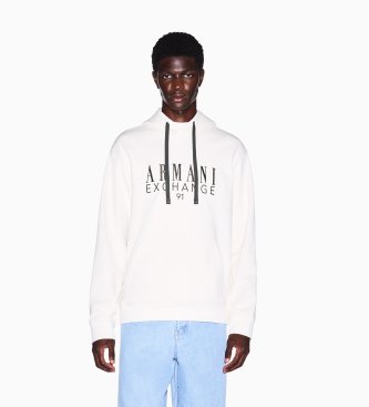 A|X Armani Exchange White French terry hoodie