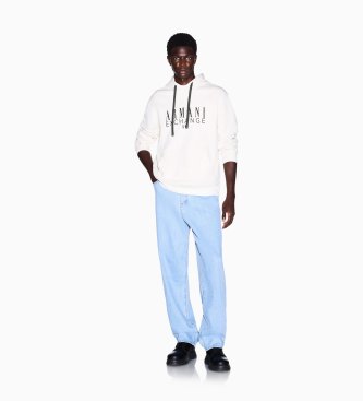 A|X Armani Exchange White French terry hoodie